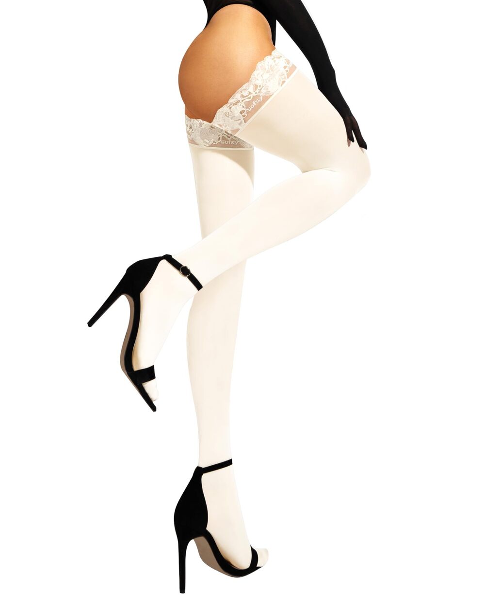 5138 Hand-Finished Hosiery - Italian 60 Den Cream Plus Size Thigh High